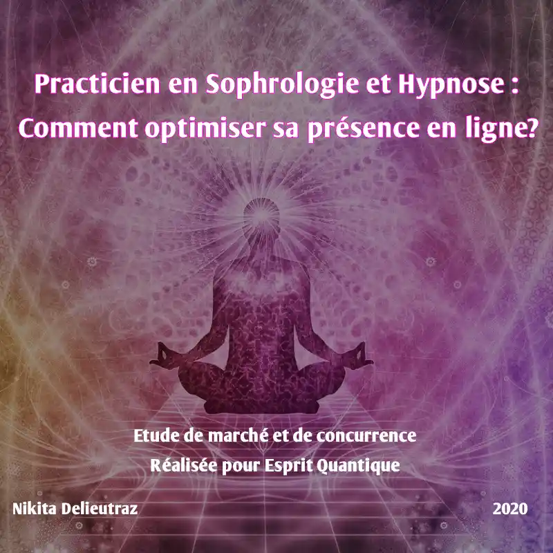 Couverture étude de marché pour un cabinet de sophrologie et d'hypnose. Image zen.