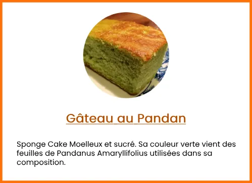 Rédaction de texte pour présenter vos plats, mettre l'eau à la bouche. Ici gâteau au Padan un sponge cake Indonésien.
